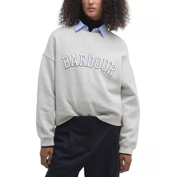 110$ Barbour Crew Neck Silverdale Pullover Sweatshirt Women's Size 6 White - Picture 1 of 5